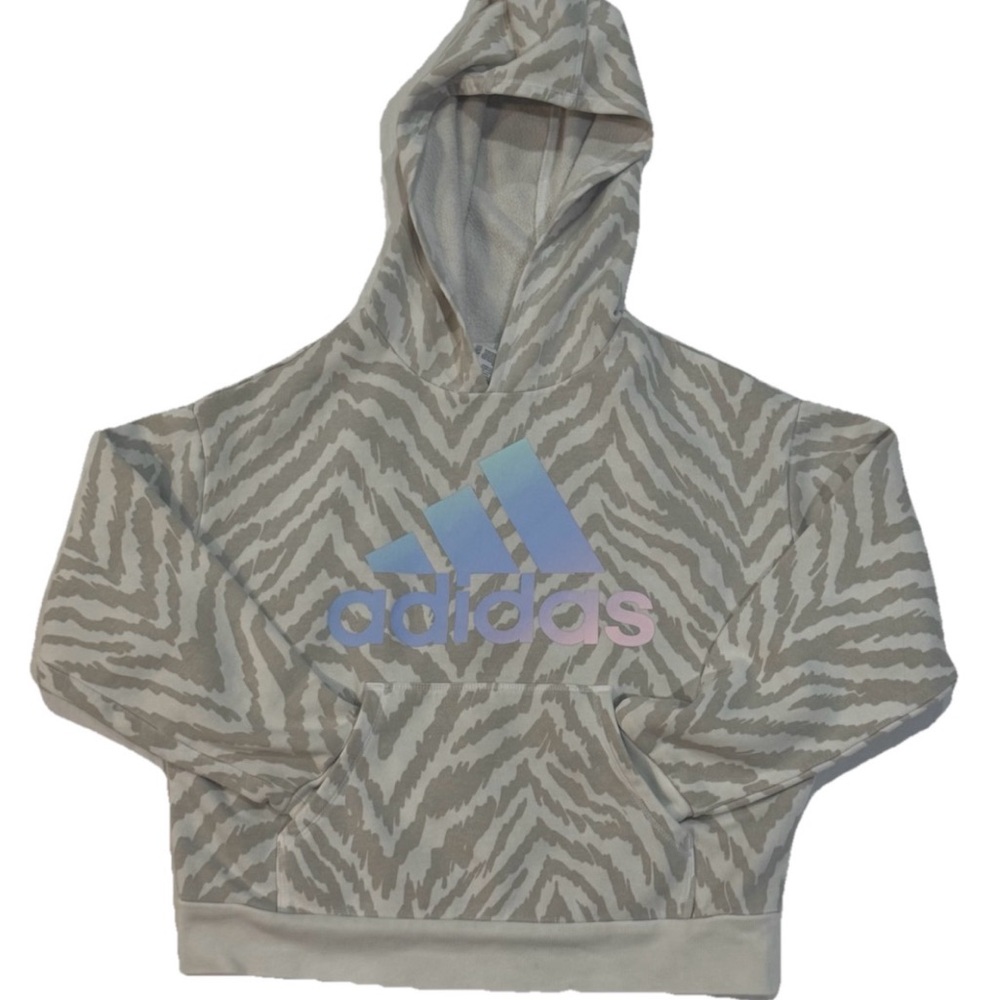 Adidas Girls 7/8 Zebra Hoodie Small Pastel‎ Logo